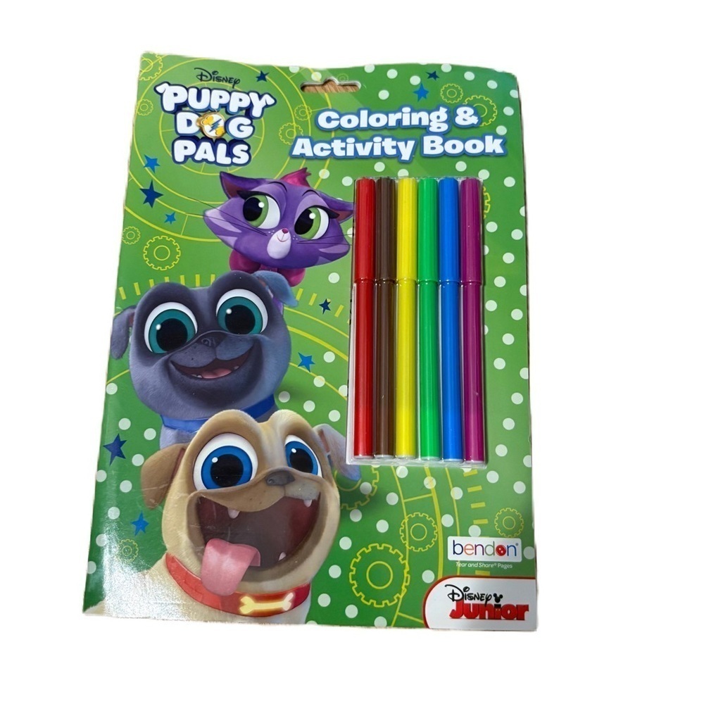 Disney Puppy Dog Pals Activity Book with Colorful Markers NEW Coloring Book